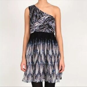 TIBI Silk Chiffon One Shoulder Dress